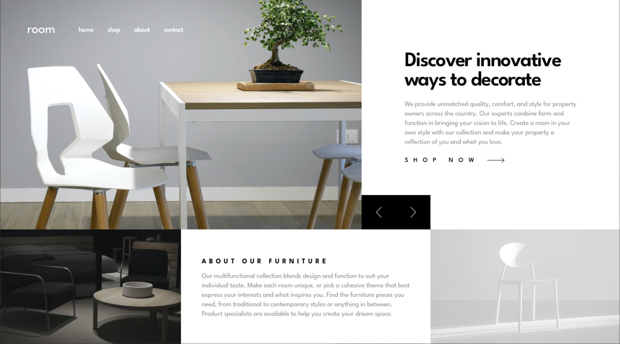 Room brand landing page